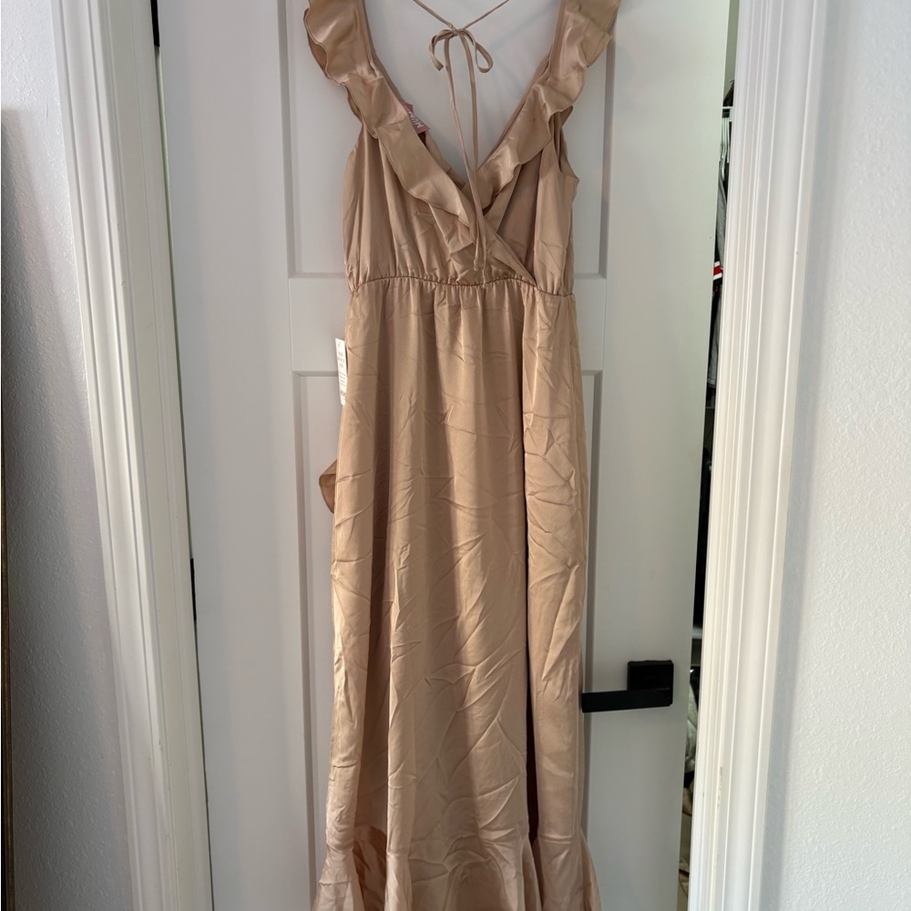 Show Me Your MuMu Cream High Low Wrap Dress - Picture 4 of 5